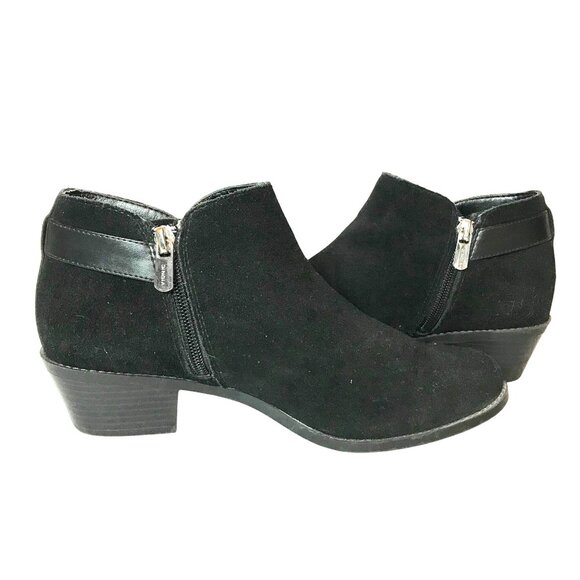 Vionic Serena Black Suede Ankle Booties Womens 8/39 Buckle Detail Side Zip - Picture 6 of 9